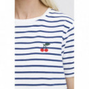 B-YOUNG Camisetas Mujer Camiseta B.young Pandinna Cherise Blue Stripes