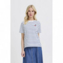 B-YOUNG Camisetas Mujer Camiseta B.young Pandinna Cherise Blue Stripes