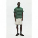 Camisetas Hombre Camiseta Double a By WOOD WOOD Easton Eden Stripe