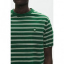 Camisetas Hombre Camiseta Double a By WOOD WOOD Easton Eden Stripe