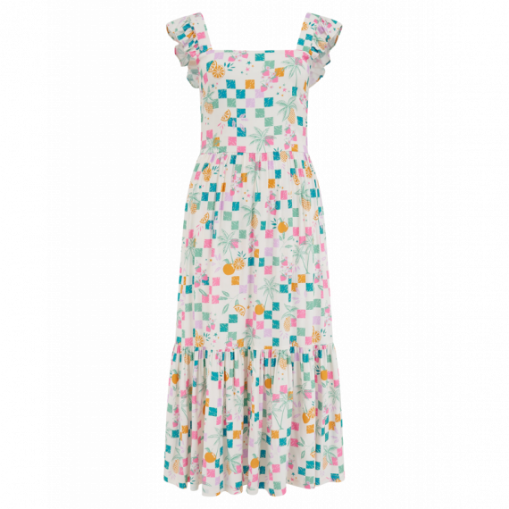 SUGARHILL BRIGHTON Vestidos Vestido Sugarhill Estelle Off White, Fruit Checkerboard