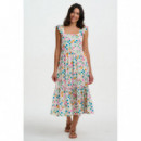 SUGARHILL BRIGHTON Vestidos Vestido Sugarhill Estelle Off White, Fruit Checkerboard