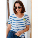 SUGARHILL BRIGHTON Camisetas Mujer Camiseta Sugarhill Sylvie Off White/blue, Stripes & Lemon