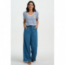 SUGARHILL BRIGHTON Camisetas Mujer Camiseta Sugarhill Sylvie Off White/blue, Stripes & Lemon