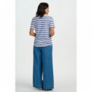 SUGARHILL BRIGHTON Camisetas Mujer Camiseta Sugarhill Sylvie Off White/blue, Stripes & Lemon