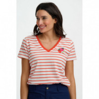 SUGARHILL BRIGHTON Camisetas Mujer Camiseta Sugarhill Khloe Red/off White Stripe, Strawberry