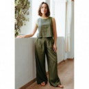 SUGARHILL BRIGHTON Pantalones Mujer Pantalón Sugarhill Lois Olive, Decorative Stitch