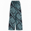 SUGARHILL BRIGHTON Pantalones Mujer Pantalón Sugarhill Ameera Black/green, Geometric Lines