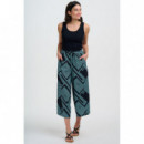 SUGARHILL BRIGHTON Pantalones Mujer Pantalón Sugarhill Ameera Black/green, Geometric Lines