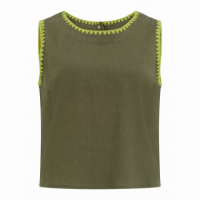 SUGARHILL BRIGHTON Camisetas Mujer Top Sugarhill Senna Olive, Decorative Stitch