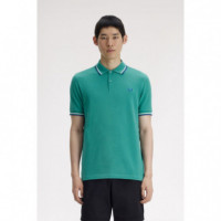 Polos Polo FRED PERRY M3600 Verde Menta Intenso / Blanco Nieve / Eclipse Soho