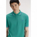 Polos Polo FRED PERRY M3600 Verde Menta Intenso / Blanco Nieve / Eclipse Soho