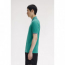 Polos Polo FRED PERRY M3600 Verde Menta Intenso / Blanco Nieve / Eclipse Soho