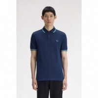 Polos Polo FRED PERRY M3600 Azul Tenis / Blanco Nieve / Verde Menta Intenso