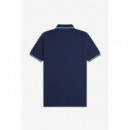 Polos Polo FRED PERRY M3600 Azul Tenis / Blanco Nieve / Verde Menta intenso