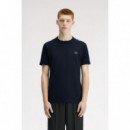 Camisetas Hombre Camiseta FRED PERRY M4613 Ringer Cinta Deportiva Azul Marino