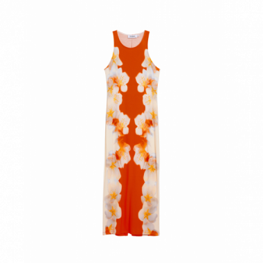 Vestidos Vestido DESIGUAL Jasmine de Flores Laterales Naranja