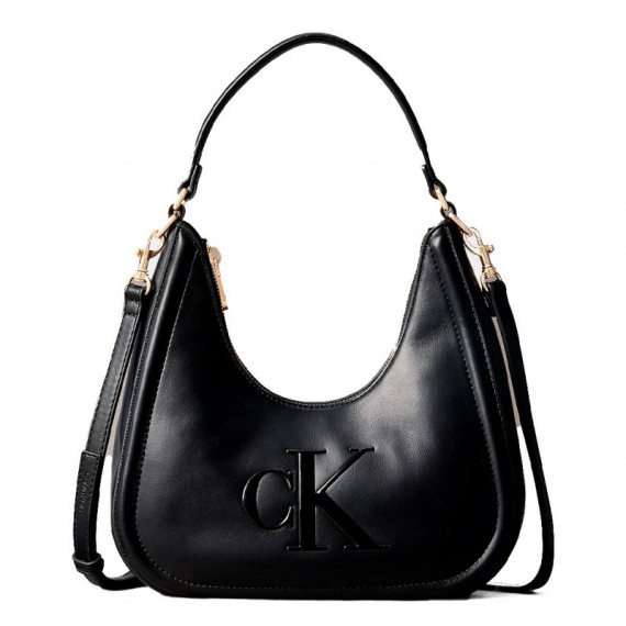 Bolso de hombro con monograma y forma de media luna