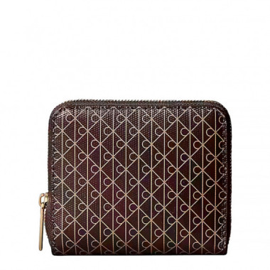 Cartera cuadrada con cremallera en el contorno con RFID y logo