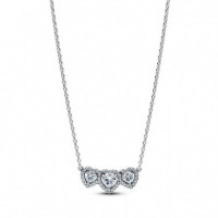 PANDORA Collares Triple Halo Corazón 394412C01