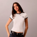 Camiseta ringer con logo bordado