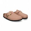 ZUECO HEBILLA BIG NOBUCK ROSA