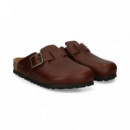 ZUECO HEBILLA PIEL MARRON