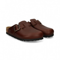 Zueco Hebilla Piel Marron  BIRKENSTOCK
