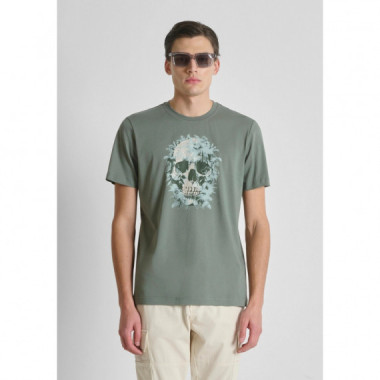 Camiseta regular fit de punto de algod&oacute;n con estampado de calavera de Antony Morato