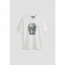 Camiseta regular fit de punto de algodón con estampado de calavera de Antony Morato