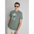 Camiseta regular fit de punto de algodón con estampado de calavera de Antony Morato