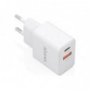 Cargador de Pared AISENS Gan 20W Pd 3.0 Qc 3.0 Usb-c y Usb-a Blanco (A110-1025)