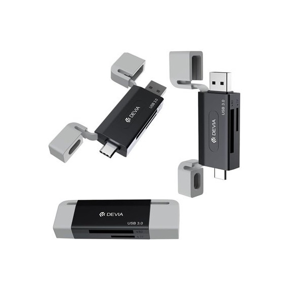 DEVIA Lector de Tarjeta Sd / Microsd Usb/usb-c 3.0 5GBPS Capacidad Maxima de Lectura 2TB