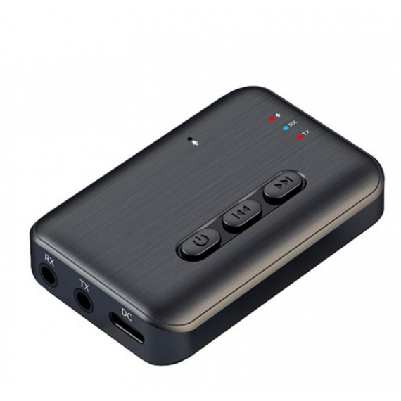 Adaptador de Audio BLUETOOTH 2 en 1 Transmisor y Receptor para Coche con Conexión Aux Negro
