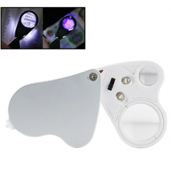 Mini Lupa Doble Lente para Artesanía y Coleccionismo con Luz Led MG9889