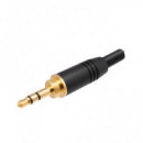 EUROCONNEX Clavija Jack 3.5MM/M Negra Aluminio para Soldar 1978N con Rosca