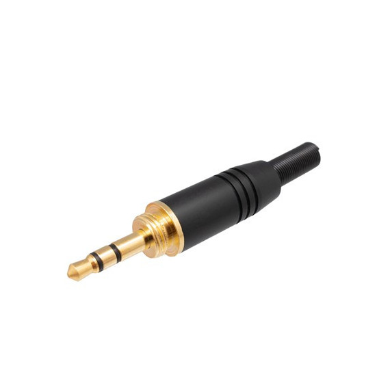 EUROCONNEX Clavija Jack 3.5MM/M Negra Aluminio para Soldar 1978N con Rosca