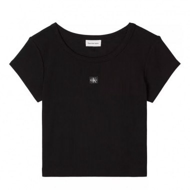 Camiseta de beb&eacute; de canal&eacute; con logo tejido