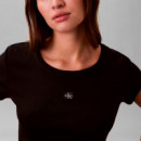Camiseta de bebé de canalé con logo tejido