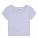 Camiseta de bebé de canalé con logo tejido
