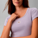 Camiseta de bebé de canalé con logo tejido