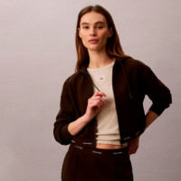 Sudadera Cropped con Capucha, Cremallera y Logo  CALVIN KLEIN