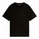 Camiseta de cuello redondo con logo bordado