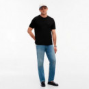 Camiseta de cuello redondo con logo bordado