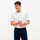 Camiseta de cuello redondo con logo bordado