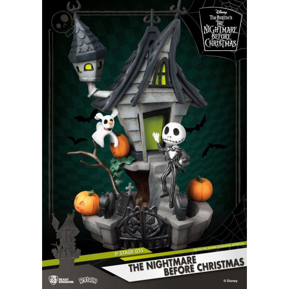 Figura Jack y Zero en Casa Pesadilla Antes de Navidad Diorama Disney  BEAST KINGDOM TOYS