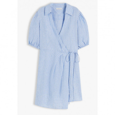 TOMMY HILFIGER - Summer Linen Wrap Tie Short Drs - 0BG - F|WW0WW49871/0BG