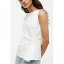 TOMMY HILFIGER - INTERLOCK KNOT SLVLS TOP - YBL - F|WW0WW50972/YBL