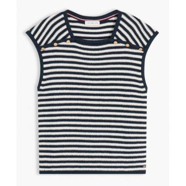 TOMMY HILFIGER - Gold Button Square-nk Top - 0X8 - F|WW0WW50124/0X8