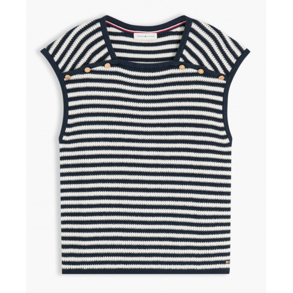 TOMMY HILFIGER - Gold Button Square-nk Top - 0X8 - F|WW0WW50124/0X8